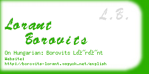 lorant borovits business card